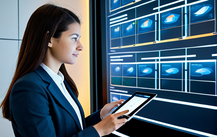 A professional adult learner, fully clothed in modest business casual attire, is intently focused while interacting with a sleek, futuristic tablet that projects a holographic display. The display visualizes abstract data representations of knowledge retention and personalized learning paths, showing dynamic "forgetting curves" and "knowledge maps." The setting is a clean, modern study space with intelligent, soft lighting, and subtle, abstract digital patterns or neural network motifs faintly visible in the background. The individual displays a sense of calm concentration and empowerment through efficient, AI-driven learning. professional photography, high detail, perfect anatomy, correct proportions, natural pose, well-formed hands, proper finger count, natural body proportions, appropriate attire, safe for work, appropriate content, family-friendly.
