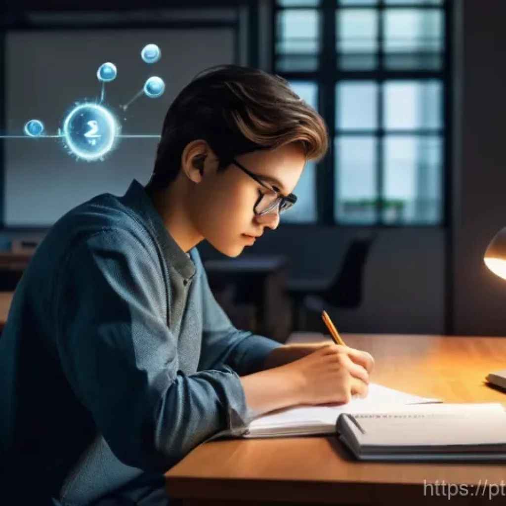 간격 반복 시스템의 비용 효율성 분석 - **Prompt:** A focused young student, approximately 18 years old, wearing comfortable, modest casual ...