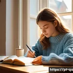 Home 22 간격 반복 시스템을 위한 도구 및 소프트웨어 - **Prompt:** A cozy and sunlit study room, viewed from a slightly elevated angle. A teenage girl, wit...